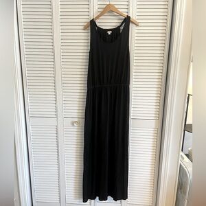 GAP Black Casual Sleeveless, Modal, Ruched Back, Elastic Waist Maxi Dress Size L